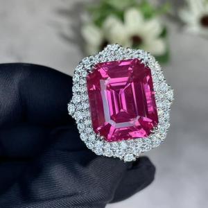China 2040C Trigonal Pink Sapphire And Diamond Ring Sapphire Stone Ring on sale