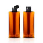 Amber Color Square 200ml Plastic Hair Care Bottle Containers With Flip Top Cap
