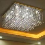Square Flush Mount Crystal Chandelier For Luxury Living Room Crystal Chandeliers