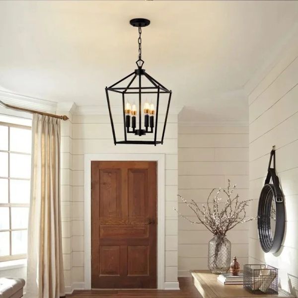 Loft Vintage Iron Birdcage Pendant Light Modern Darlana Linear Lantern Chandelier（WH-AP-640）
