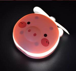 Wholesale Carton USB rechargeable pig bear mini fan LED light cosmetic make up mirror LED light fan from china suppliers