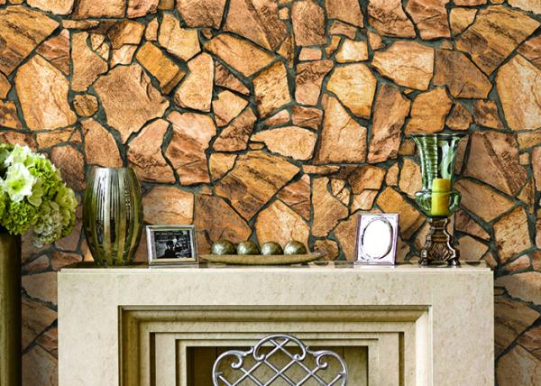 3D Effect Stone Pattern Durable Popular Wallpaper For House Wall With Pvc