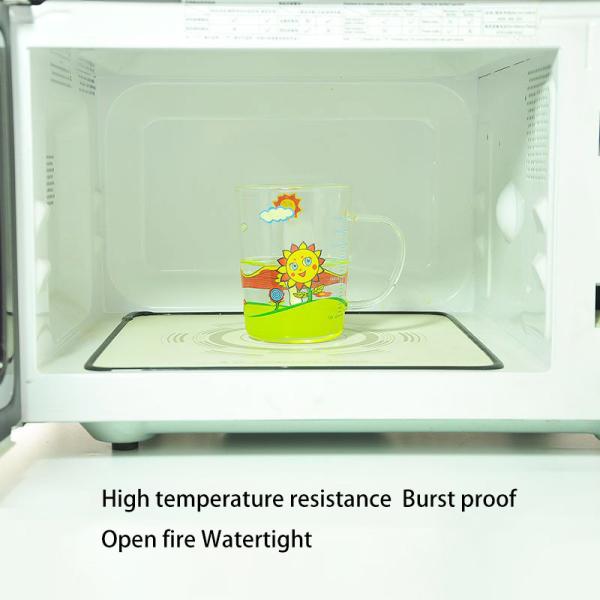 Microwavable 350ml Cartoon Glass Children'S Drinking Cups