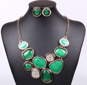 Wholesale New winter drip resin necklace with rhinestone earrings jewelry from china suppliers
