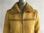 Ladies' Mustard Suede Bonded Jacket With Fur Collar High Fashion 92950