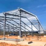 Color Steel Sheet Steel Workshop Construction With C Section Purlin