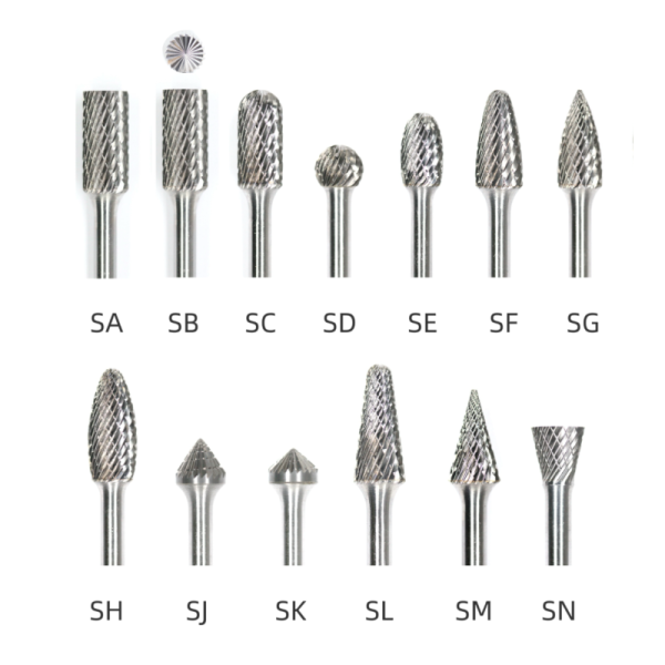 Customized L- Ball Nosed Cone Shape Tungsten Carbide Burrs 12*28 Standard Double Cut 6mm Shank With 178 Overall Length