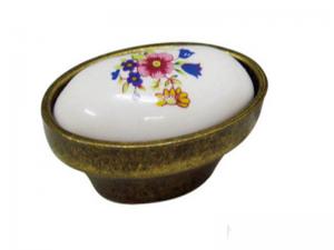 Wholesale Kitchen Cupboard  Door Knobs Ceramic Handles Antique Bronze Oval Porcelain Dresser Pulls from china suppliers