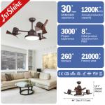 Bedroom Noiseless Plastic Ceiling Fan 44 Inch With Remote Control