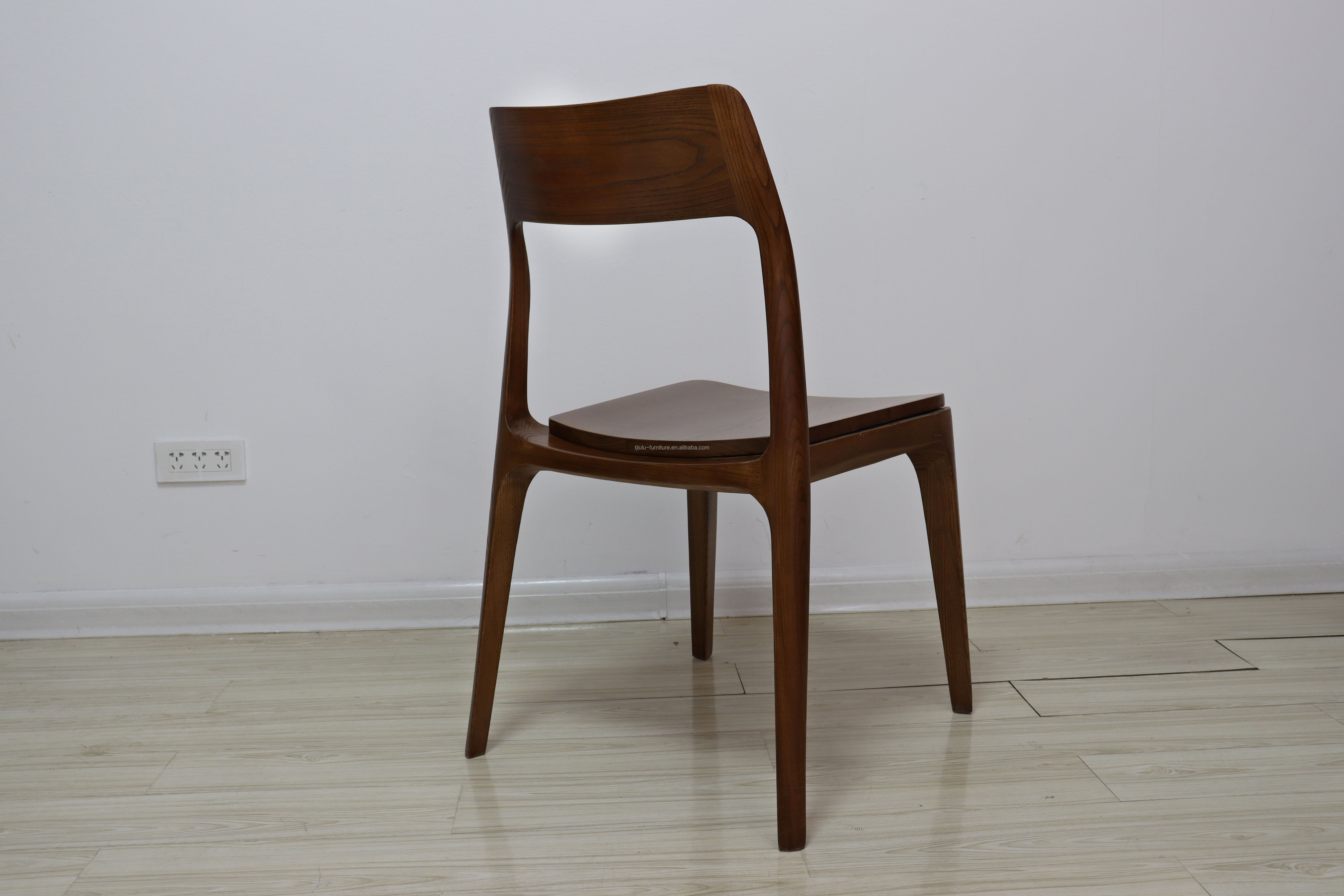 Nordic Stackable Wood Dining Chair for Hotel Restaurant General Home Furniture Mail Packing N