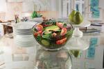 Transparent Durable Wave Rim Glass Charger Plates , Fruit Salad Glass Bowl