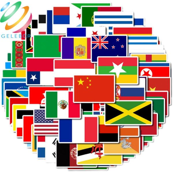 World Countries Flag Patriotic Window Decals Stickers For Notebook Stationery
