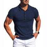 Custom Men's Summer Sports Polo Shirt with Stretch Fabric and Vertical Bar