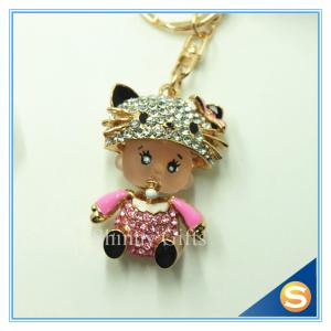 Wholesale Three Color Custom Rhinestone Metal Fashion Cute Key Chains For Girl Friend's Birthday Gift from china suppliers