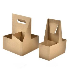 Wholesale Beverage Corrugated Disposable Base Portable Takeaway Packaged Hot Drink Coffee Cup Holder Drink Carrier with Handle from china suppliers