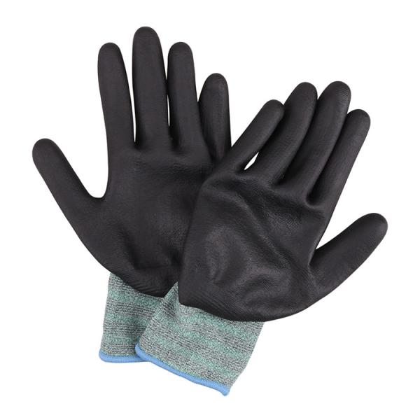 Waterproof Nylon Polyurethane Industrial Safety Gloves Black And White Ash