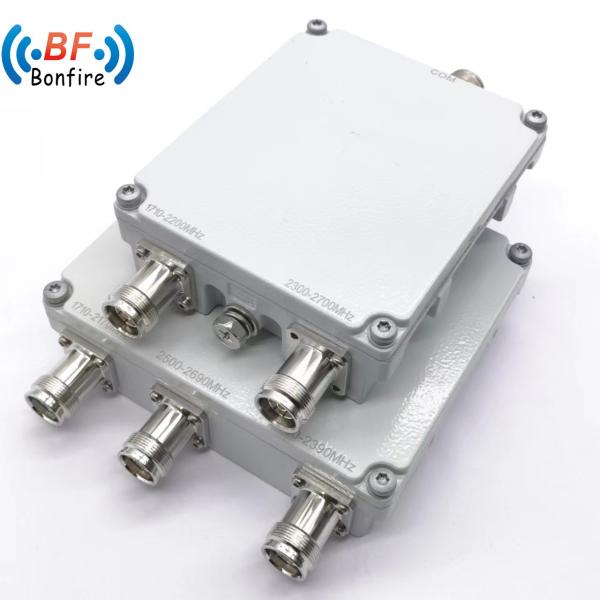Indoor/Outdoor IP65 698-2700MHz 4.3-10-F DIN-F RF Combiner with Compact Package