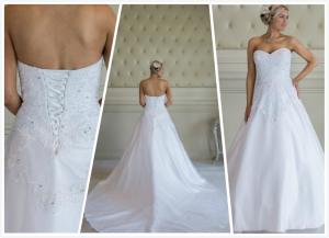 China Aline Sweetheart Low Back Beading Lace Appliques Tulle and Satin Wedding Dress 1584 on sale