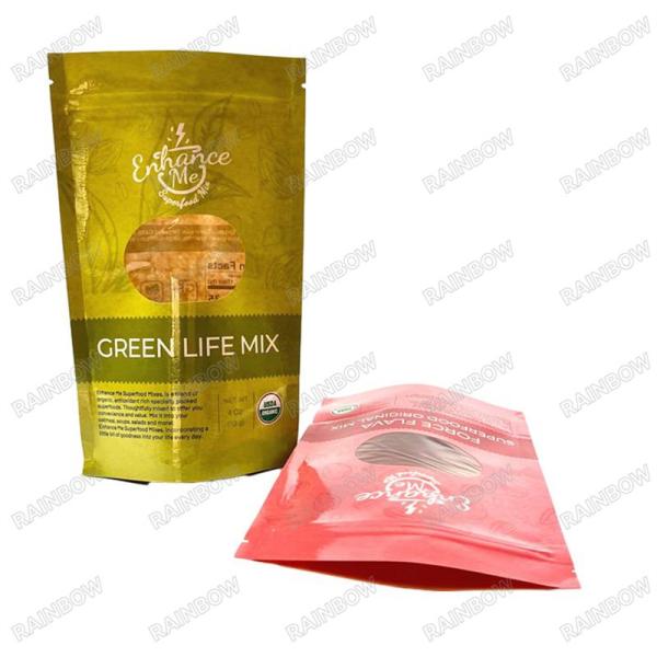 Food Grade Plastic Bags With Tear Notches For Nutrient Packaging Matte Laminated