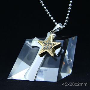 Wholesale Trendy Stainless Steel CZ Crystal Stones Inlay Cross Plus Symbol Necklace Pendant LDC75 from china suppliers