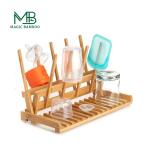 Collapsible Kitchen Shelf Organizer Bamboo Drying Dish Rack For Cup Glass Bottle