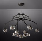 Nickel / Brass / Bronze Art Deco Chandelier Vintage 20'10''