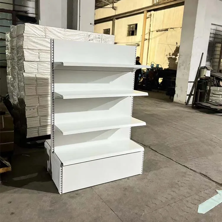 Factory Custom Size Color Logo Unique Design White Gondola Supermarket Shelves Double Sided Super Market Racks