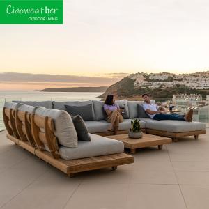 Wholesale Outdoor Foam Cushion Teak Wood Patio Furniture Set with Modern Wooden Couch Sectional Sofa and Luxury Design from china suppliers