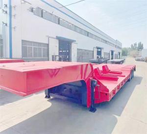 Wholesale Steel 3 Axles Lowbed Chassis Tractor Trailer Truck Flated Bed 60-80 Tons Semi Trailer from china suppliers
