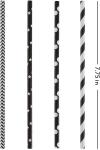 7.7 Inch Biodegradable Black And White Striped Straws