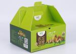 Take Away Green Paper Packaging Boxes Glossy Lamination And Soft Crease For Food