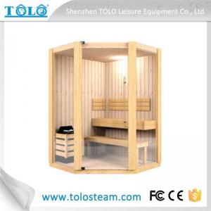 China Polygon cedar sauna cabins indoor for 3 person - 6 person on sale