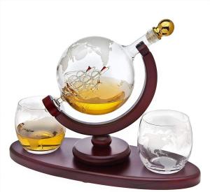 Wholesale 800ml Personalised Whiskey Decanter Globe Set With 2 Etched Globe Whisky Glasses from china suppliers