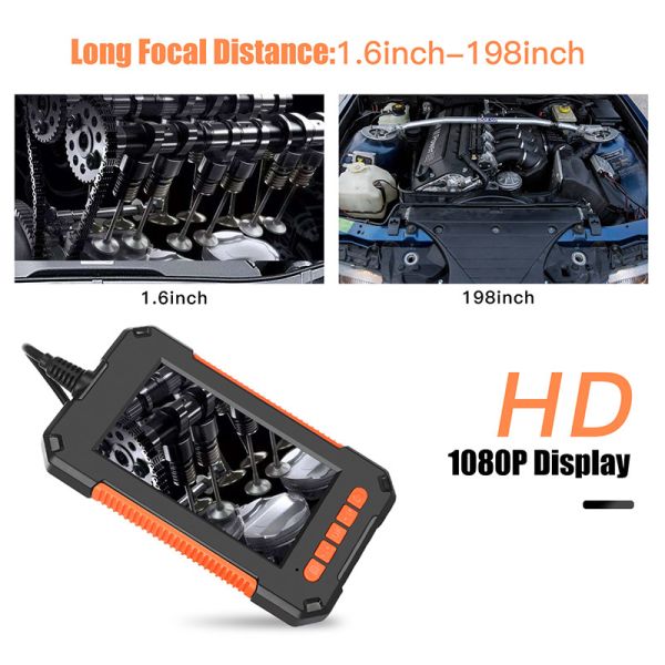 1080P Wide Angle Industrial Endoscope Camera IP67 With LCD Display