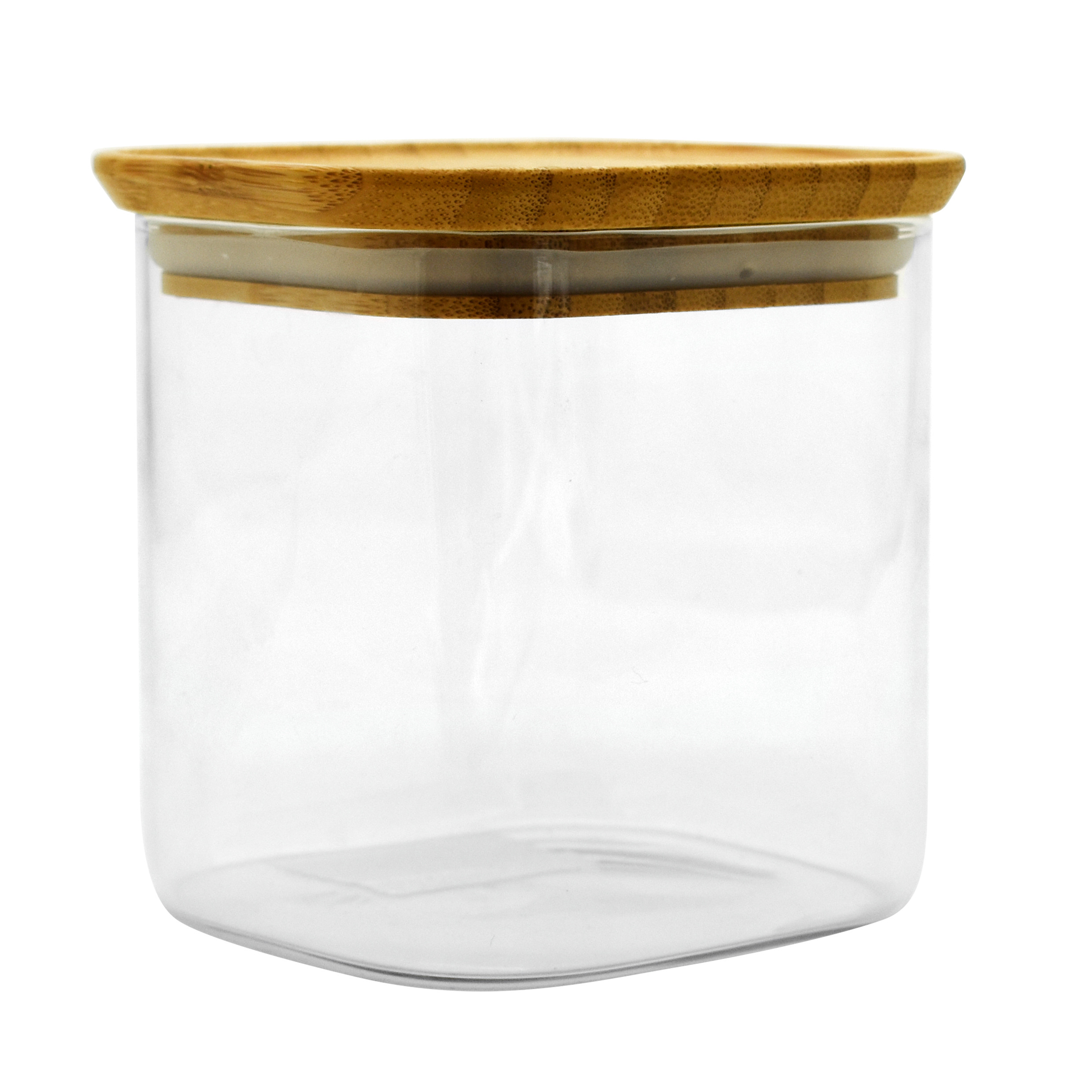 Large Borosilicate Glass Food Storage Jar Stackable Bamboo Lid Glass Storage Tank