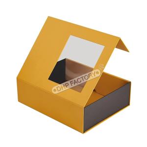 Wholesale Yellow Printed Magnetic Flap Gift Box Personalised Magnetic Box With Clear Window from china suppliers