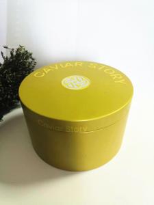 China Empty Vacuum Caviar Tin Box For 30g / 50g Cavair With Mop Spoon Logo Embossing Lid on sale