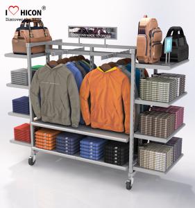 Wholesale Flooring Gondola Retail Display Shelving Metal 4 - Way Hanging Apparel Display Rack from china suppliers