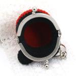 Red Wool Cute Doll Keychain Hand Woven Handie Bag shape With Pearl
