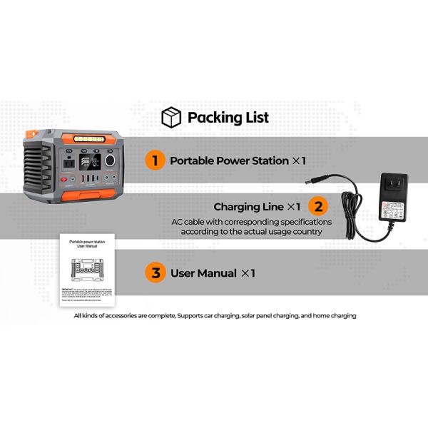 300W Portable Power Station with 270Wh Lithium Battery and Solar Charging