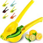 Yellow Metal Hand Juicer Lemon Squeezer 2-In-1Modern