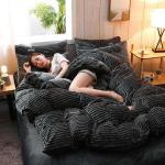 Single Bedding Set 4 Pcs Flannel Duvet Cover Flat Sheet Pillow Cases Sustainable