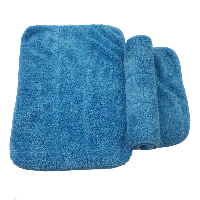 Purl Stitching 80% Polyester Microfiber Cleaning Cloth Blue Coral Fleece 25x30