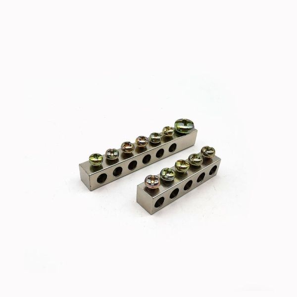 Copper Neutral Busbar PCB Screw Terminal 100A 2-8 Pole Tin-Plated DIN Rail Mounted