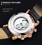 KINYUED J022-3 leather pin buckle 30M waterproof men automatic mechanical watch