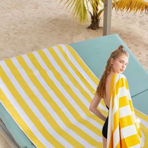 Wholesale Eco Friendly Sandless Microfibre Yellow Striped Beach Towel With Logo from china suppliers