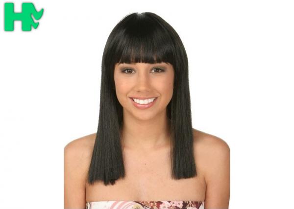 Quality Straight Full Head Synthetic Hair Wigs For Women with Natural Black Color for sale