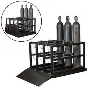 China Steel Chain Gas Bottle Pallet 12 Tanks Oxygen Cylinder Pallet With Ramp on sale