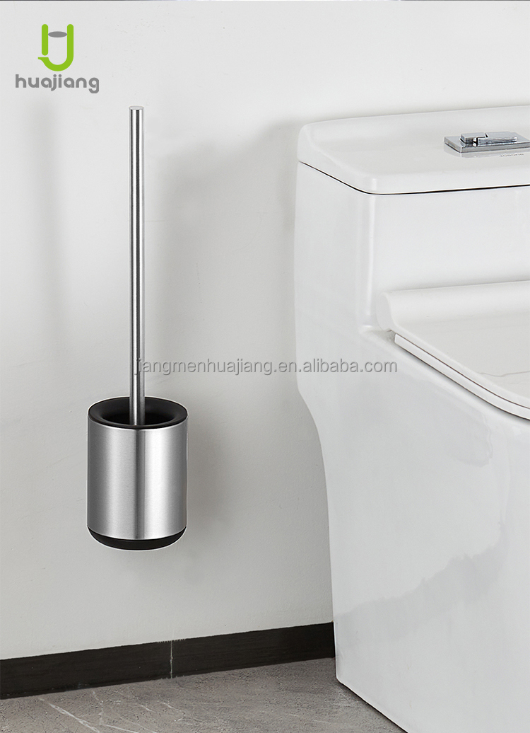 Stainless Steel Anti Finger Print Toilet Brush For Household TPR Bathroom Cleaning