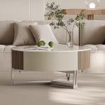 Ceramic Top Round Coffee Table Wood Table Home Use